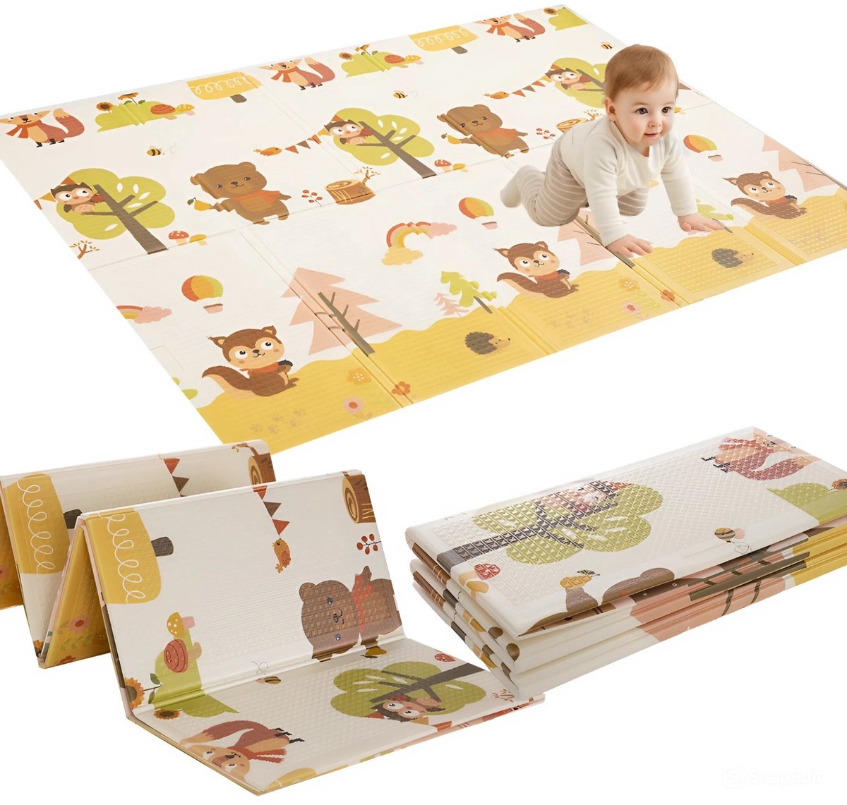 Tobeys Speelmat - Foam - 150x200 - Speelkleed voor Baby & Peuter - Past in Grondbox - Dubbelzijdig - Opvouwbaar